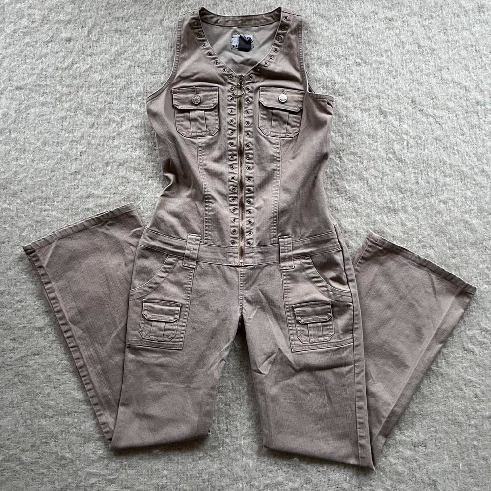 Women's Tan and Khaki Jumpsuit